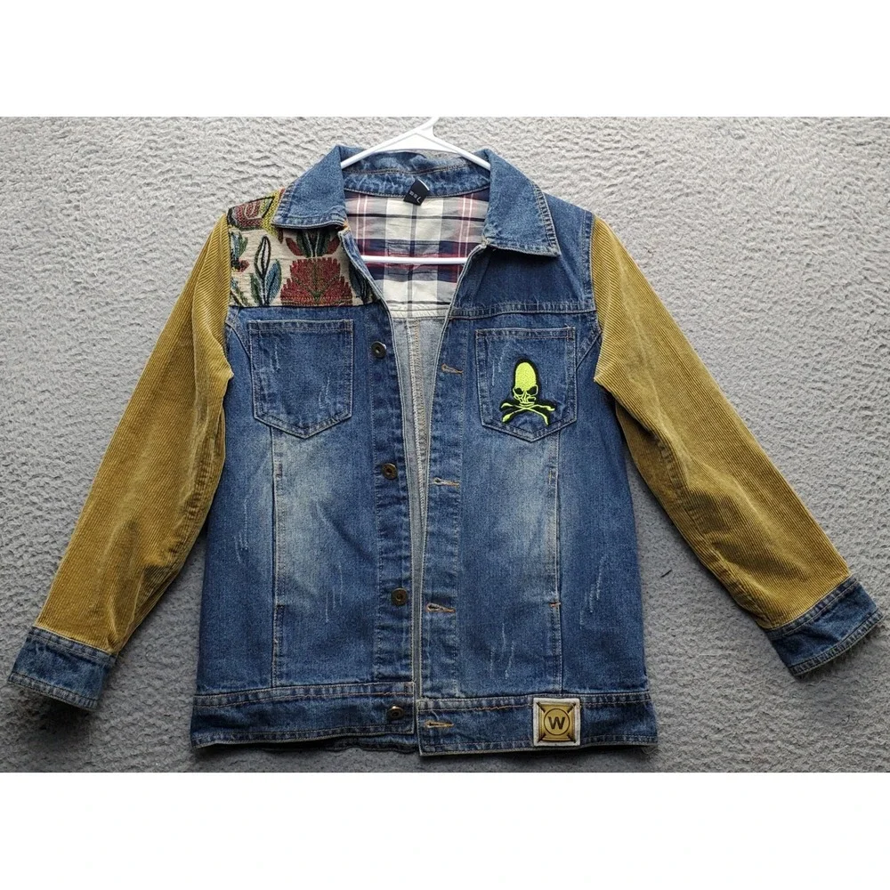 Erythia Trading Color Den Upcycle Alien Jacket Unisex M Multi‎ Corduroy Sleeve